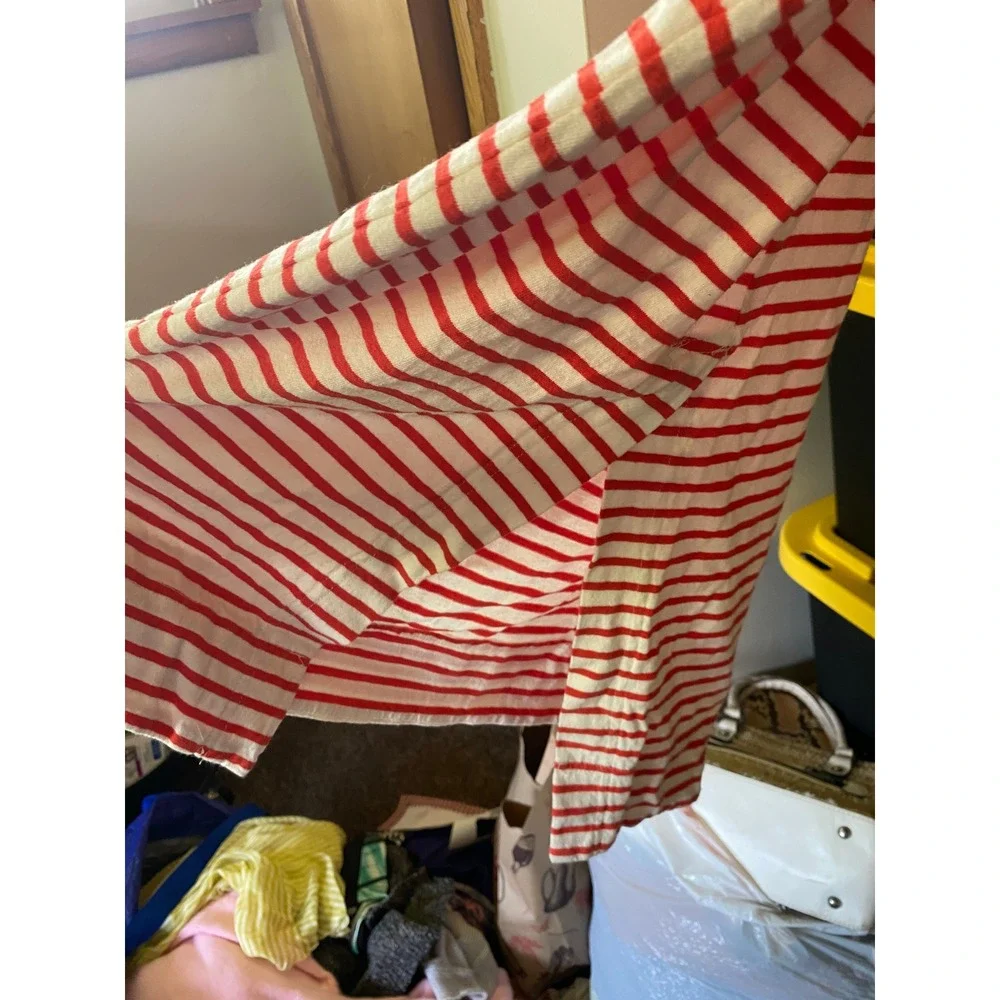 Free People Tivoli Midi Dress Striped Long Sleeve XS Red White Nautical Beach